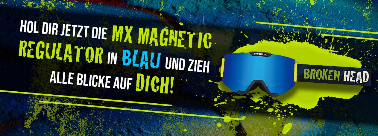 Broken Head Fahrer mit MX-Brille im Offroad-Einsatz